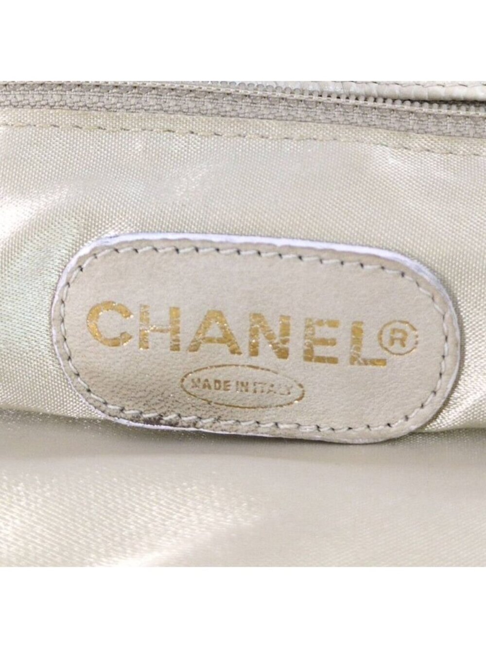 Chanel Caviar Leather Jumbo CC Logo Chain Tote CC Beige Gold Vintage All - Picture 6 of 10